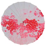 Solparaply/ parasol - hvid med rød flora